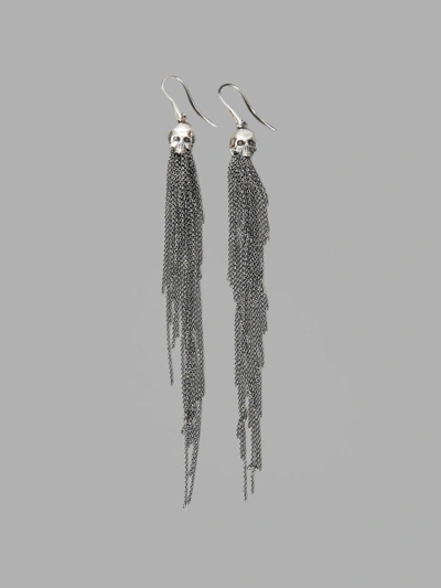 Shop Ugo Cacciatori Silver Jail Chains & Skull Earrings In Long Silver Chains