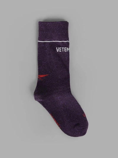 Shop Vetements X Reebok Women's Purple Lurex Socks In In Collaboration With Reebok