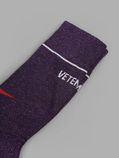 Shop Vetements X Reebok Women's Purple Lurex Socks In In Collaboration With Reebok
