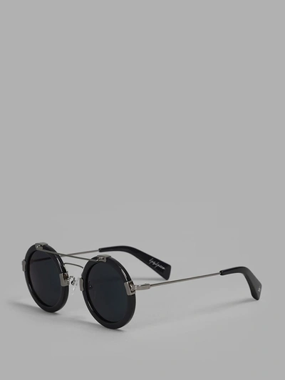Shop Yohji Yamamoto Blue Round Shape Sunglasses In Blue Frame