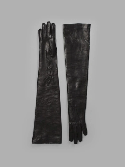 Shop Ann Demeulemeester Black Leather Gloves