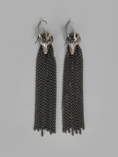 Shop Ugo Cacciatori Silver Jail Chains & Wolf Earrings In Long Silver Chains