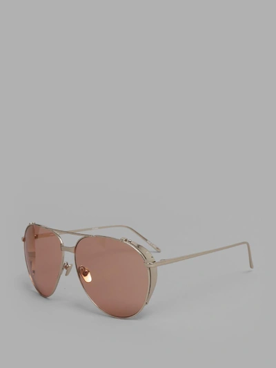 Shop Linda Farrow Gold Plated Sunglasses With Coral Lenses In Light Gold Plated Frame