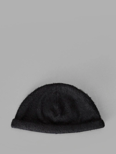Shop Ilariusss Black Dual-texture Beanie In Black Wool And Hairy Wool