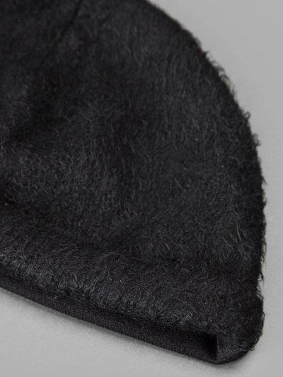 Shop Ilariusss Black Dual-texture Beanie In Black Wool And Hairy Wool