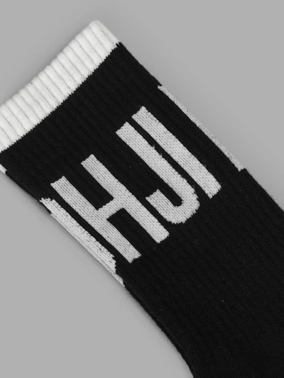 Shop Yohji Yamamoto Women's Logo Socks In Black And White