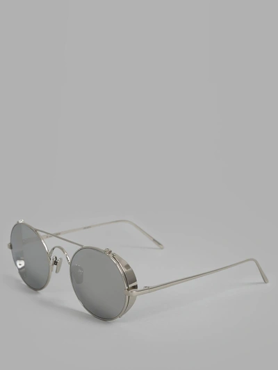 Shop Linda Farrow White Gold Plated Sunglasses In Oval Lenses Coated Platinum