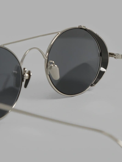 Shop Linda Farrow White Gold Plated Sunglasses In Oval Lenses Coated Platinum