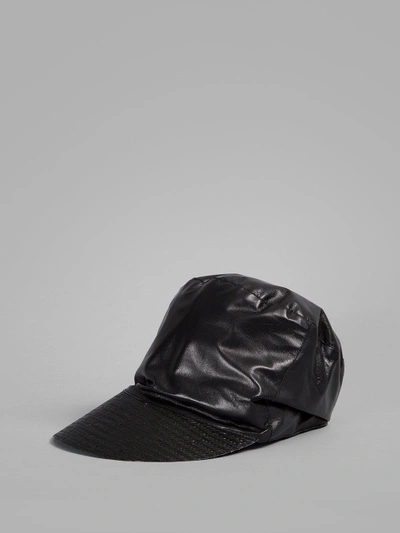 Shop Ilariusss Black Leather Cap With Straw Brim