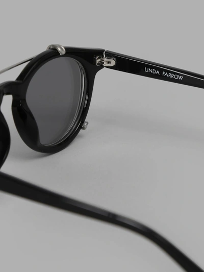 Shop Linda Farrow Black And Gold Sunglasses In Hand Polished Acetate Black Frame