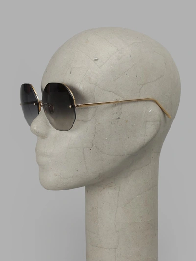 Shop Linda Farrow Octagonal Shape Sunglasses In 22 Carat Gold Plated Frame