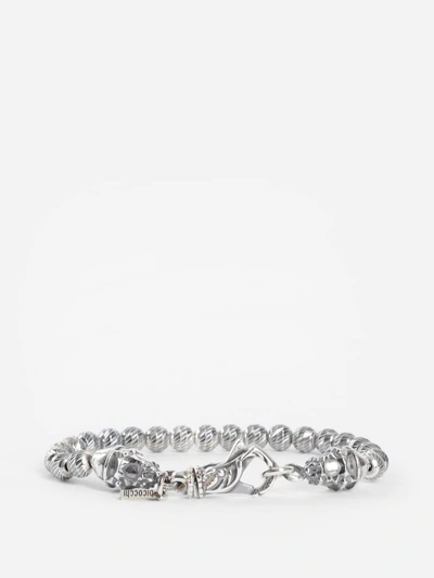 Shop Emanuele Bicocchi Striped Spheres Bracelet In Silver