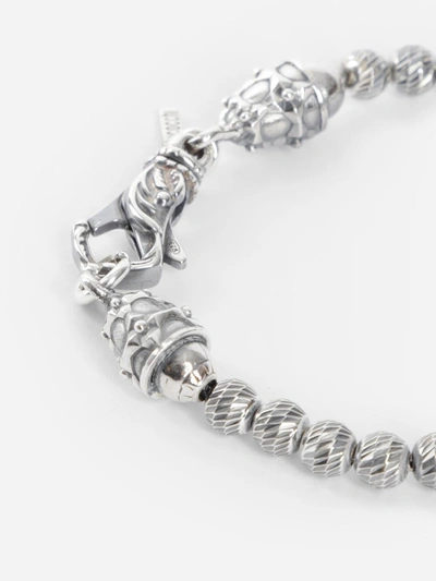 Shop Emanuele Bicocchi Striped Spheres Bracelet In Silver