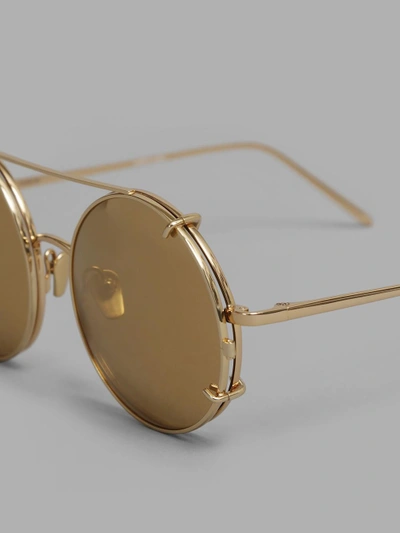 Shop Linda Farrow Gold Plated Sunglasses In 22 Carat Gold Plated Frame