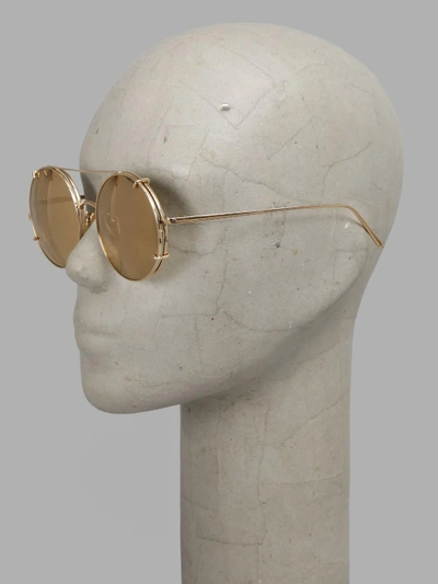 Shop Linda Farrow Gold Plated Sunglasses In 22 Carat Gold Plated Frame