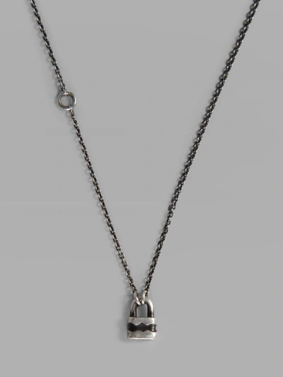 Werkstatt:münchen Werkstatt Munchen Silver Mini Fine Chain Lock Necklace In Silver