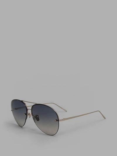 Shop Linda Farrow Light Gold Plated Sunglasses In Light Gold Plated Frame