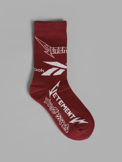 Shop Vetements Short Metal Socks Reebok In Red