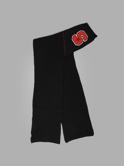 Shop Raf Simons Black Panel And Letter Badge Scarf