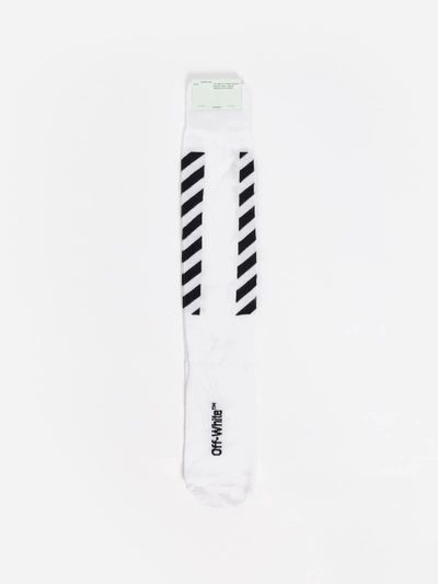 Shop Off-white Off White C/o Virgil Abloh Women's White Diag Long Socks