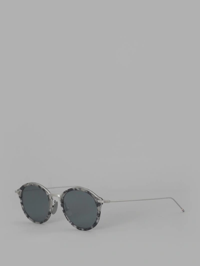 Shop Thom Browne Grey Tortoise Sunglasses