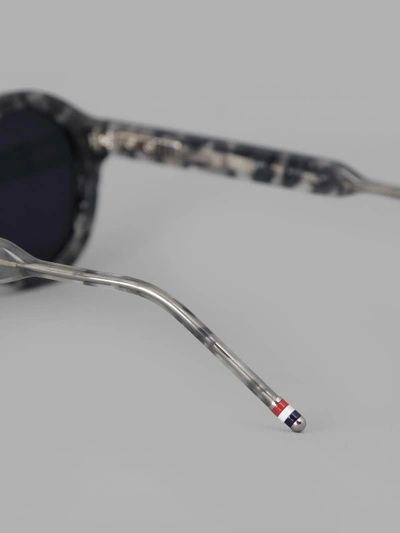 Shop Thom Browne Grey Tortoise Round Shaped Sunglasses