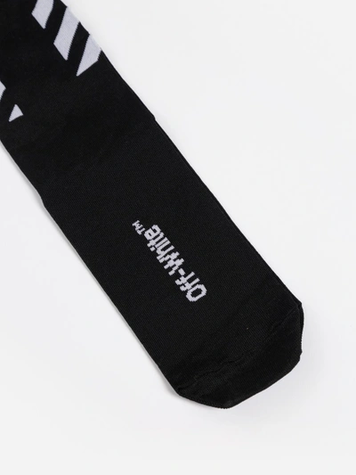 Shop Off-white Off White C/o Virgil Abloh Women's Black Diag Long Socks