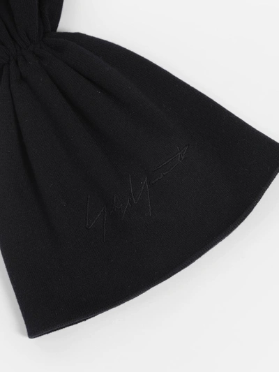 Shop Yohji Yamamoto Black Drawstring Cap