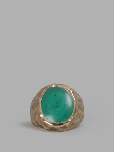 Shop Voodoo Jewels Gold Sigillum Ring With Green Stone In Uneven Ring