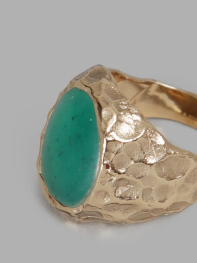 Shop Voodoo Jewels Gold Sigillum Ring With Green Stone In Uneven Ring