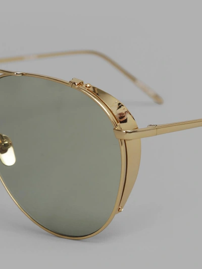 Shop Linda Farrow Gold Plated Sunglasses With Green Lenses In 22 Carat Gold Plated Frame