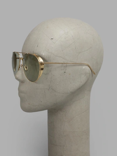 Shop Linda Farrow Gold Plated Sunglasses With Green Lenses In 22 Carat Gold Plated Frame