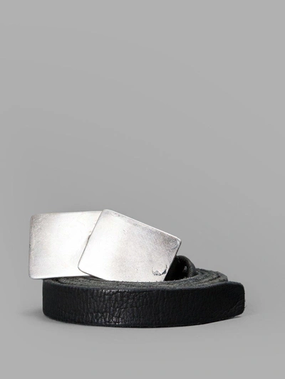 Shop Goti Black Leather Belt With Silver Double-buckle In Thin Black Leather