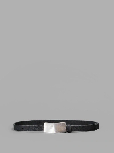 Shop Goti Black Leather Belt With Silver Double-buckle In Thin Black Leather