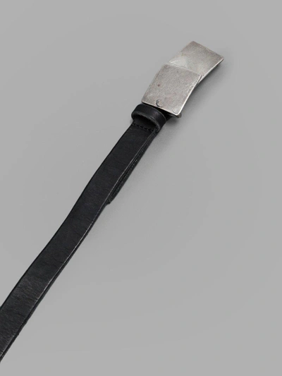 Shop Goti Black Leather Belt With Silver Double-buckle In Thin Black Leather