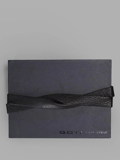 Shop Goti Black Leather Belt With Silver Double-buckle In Thin Black Leather