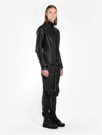 Shop Isaac Sellam Men's Black Leather Jacket With Back Metal Detail