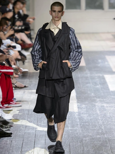 Shop Yohji Yamamoto Men's Black Wrap Pants In Runway Piece
