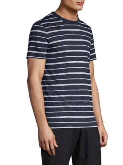 Shop Theory Stripe Linen T-shirt In Eclipse