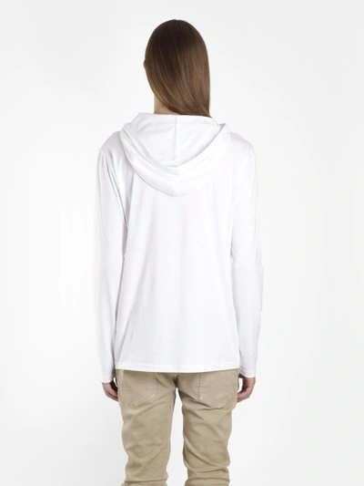 Shop Balmain Men's White Light Weight Monnaie Print Hoodie