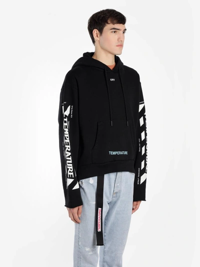 Shop Off-white Off White C/o Virgil Abloh Men's Black Diag Temperature Cropped Hoodie