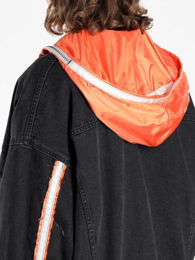 Shop Heron Preston Men's Black Parachute Denim Jacket