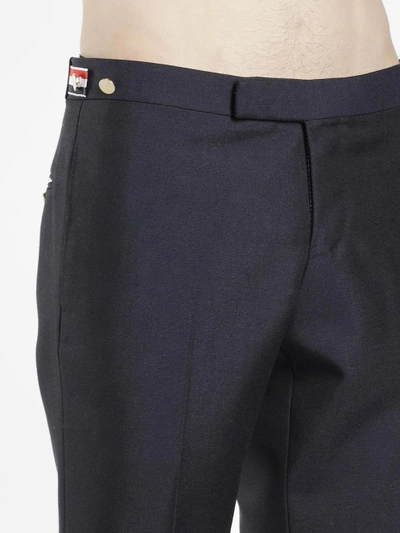 Shop Thom Browne Men's Blue Low Rise Skinny Trouser In Wool Mohair