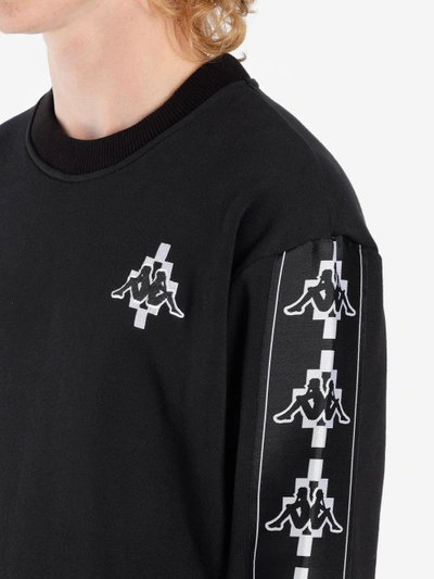 Shop Marcelo Burlon County Of Milan Marcelo Burlon X Kappa Men's Black Logo Tape Crewneck Sweater In In Collaboration With Kappa
