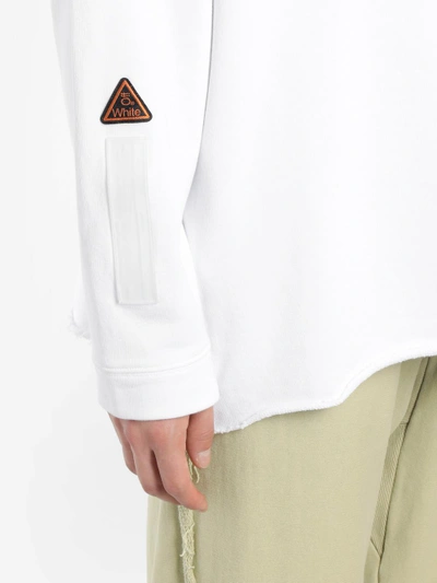 Shop Off-white Off White C/o Virgil Abloh Men's White Crewneck Sweater With Lateral Tape Embroideries