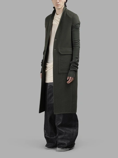 Shop Rick Owens Men's Green Glitter Moreau Coat In Military Green