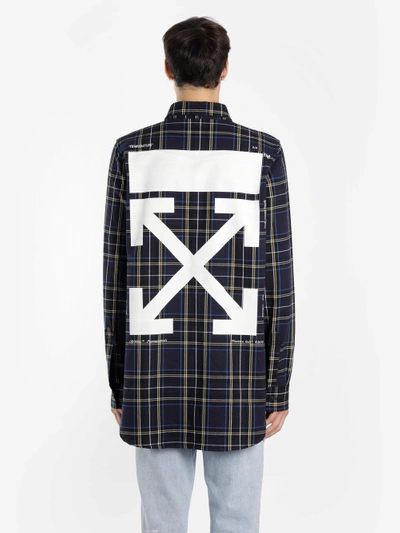 Shop Off-white Off White C/o Virgil Abloh Men's Blue Checked Shirt With Arrows