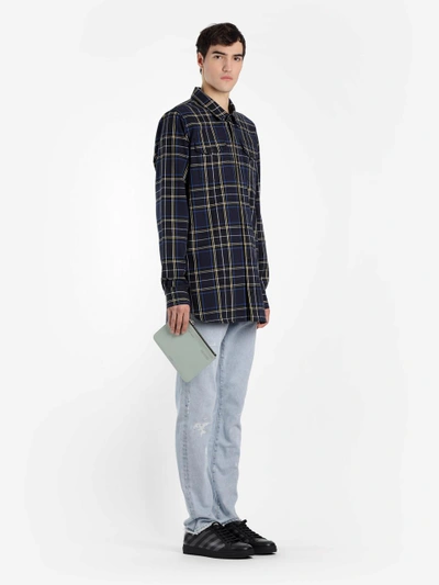 Shop Off-white Off White C/o Virgil Abloh Men's Blue Checked Shirt With Arrows