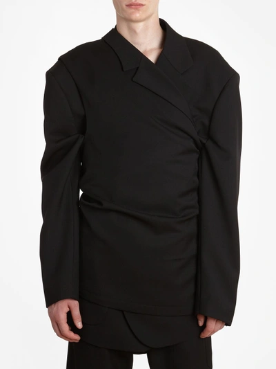 Shop Raf Simons Men's Black Asymmetric Waistcoat