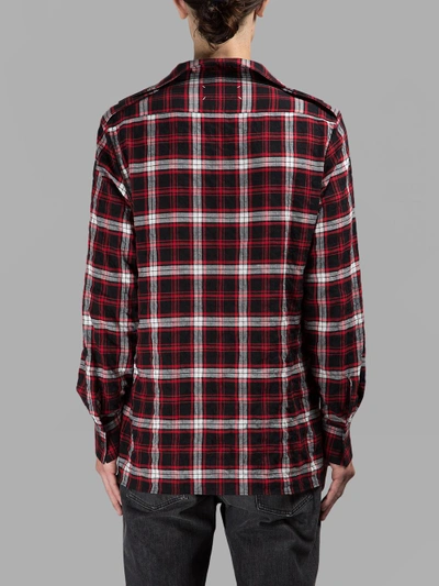 Shop Maison Margiela Red Checked Patchwork Shirt In Red/black